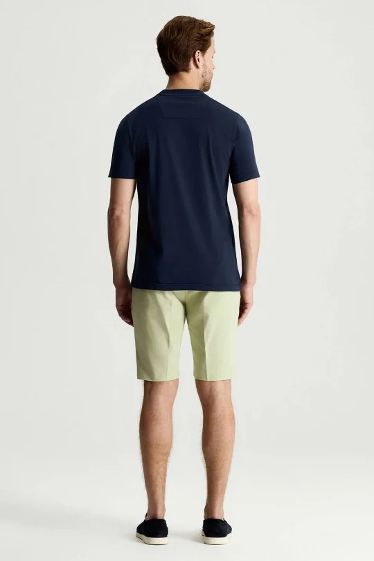 Saf Pamuk Bisiklet Yaka Lacivert T-Shirt