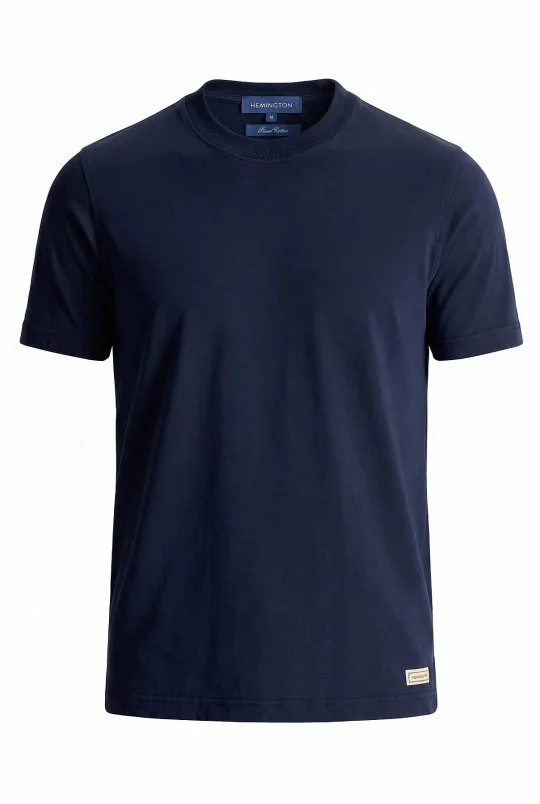 Hemington - Saf Pamuk Bisiklet Yaka Lacivert T-Shirt (6)