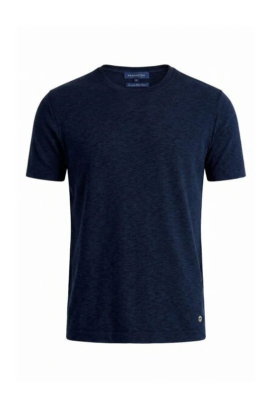 Hemington - Saf Pamuk Bisiklet Yaka Lacivert Triko T-Shirt (5)