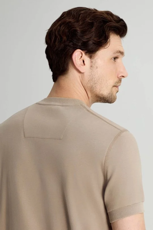 Hemington - Saf Pamuk Bisiklet Yaka Vizon Rengi Basic T-Shirt (4)