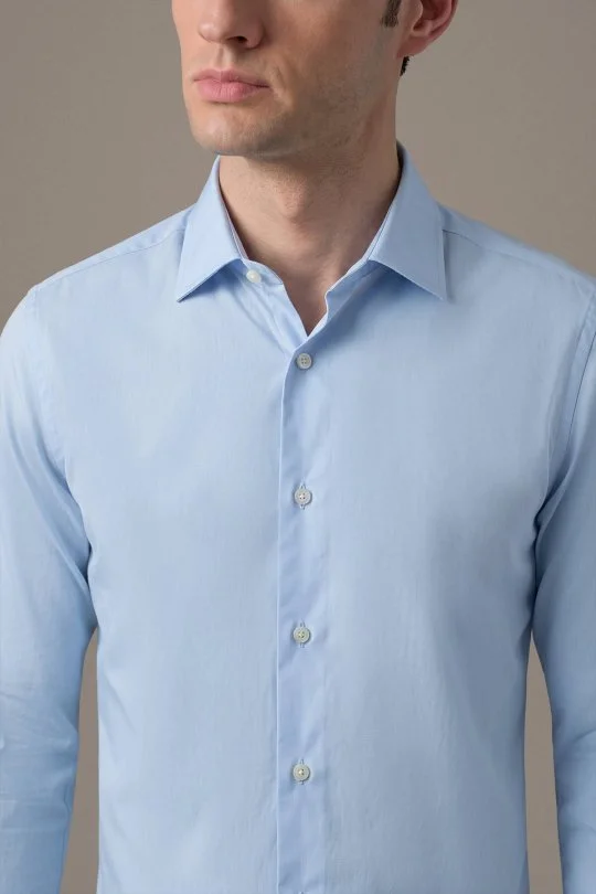 Gizli Düğme Non-Iron Açık Mavi Gömlek