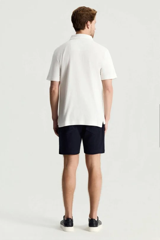 Hemington - Saf Pamuk Havlu Kumaş Beyaz Polo Yaka T-Shirt (4)