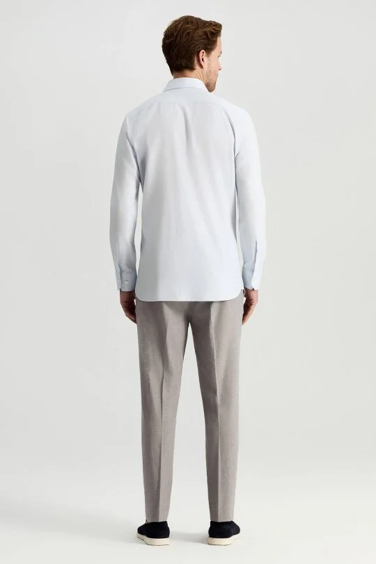 Hemington - Saf Pamuk İtalyan Yaka Açık Mavi Business Gömlek (5)