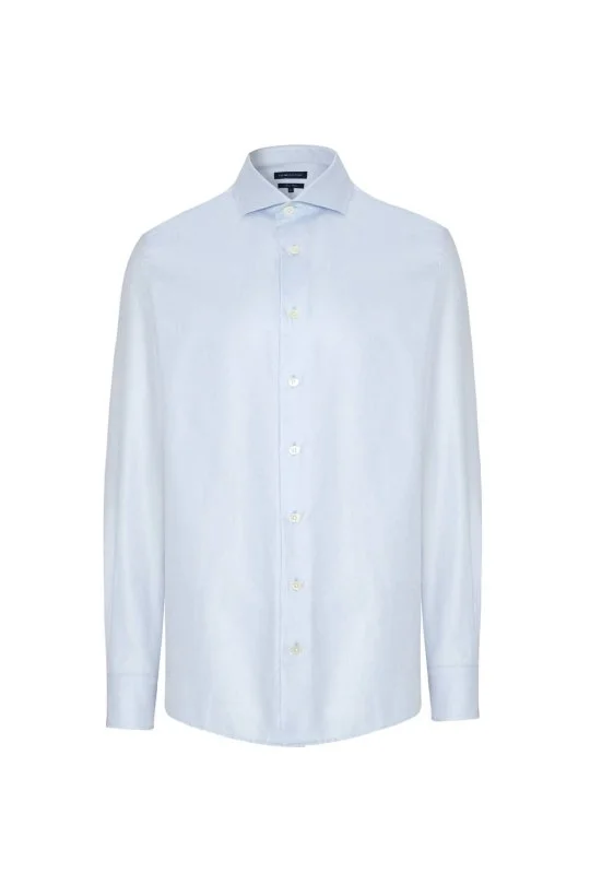 Hemington - Saf Pamuk İtalyan Yaka Açık Mavi Business Gömlek (6)