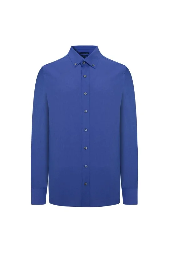 Hemington - Saf Pamuk Düğmeli Koyu Mavi Oxford Gömlek (6)