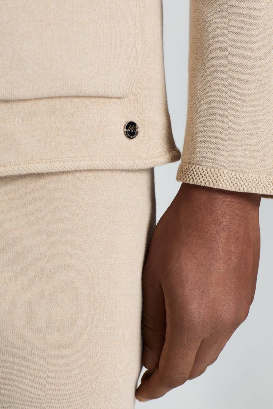 Saf Pamuk Krem Rengi Triko Ceket