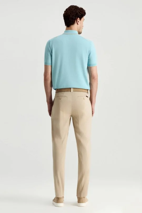 Saf Pamuk Krem Yazlık Chino Pantolon