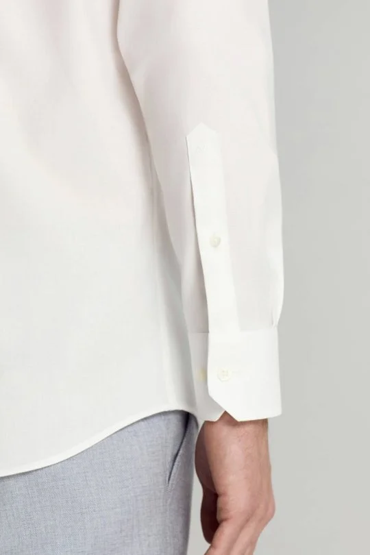 Hemington - Saf Pamuk Kuş Gözü Dokulu Non-Iron Gizli Düğme Beyaz Gömlek (4)