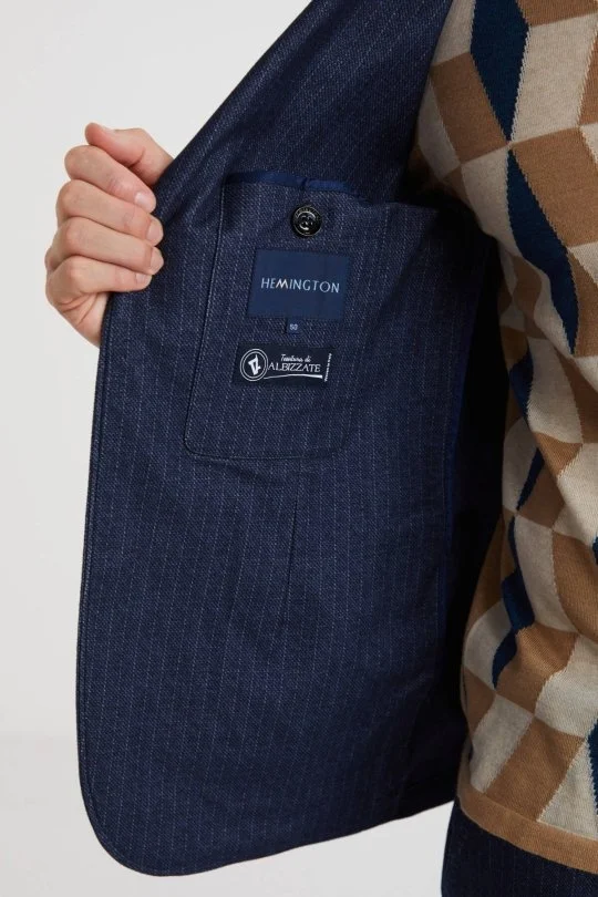 Hemington - Saf Pamuk Lacivert Blazer Ceket (4)