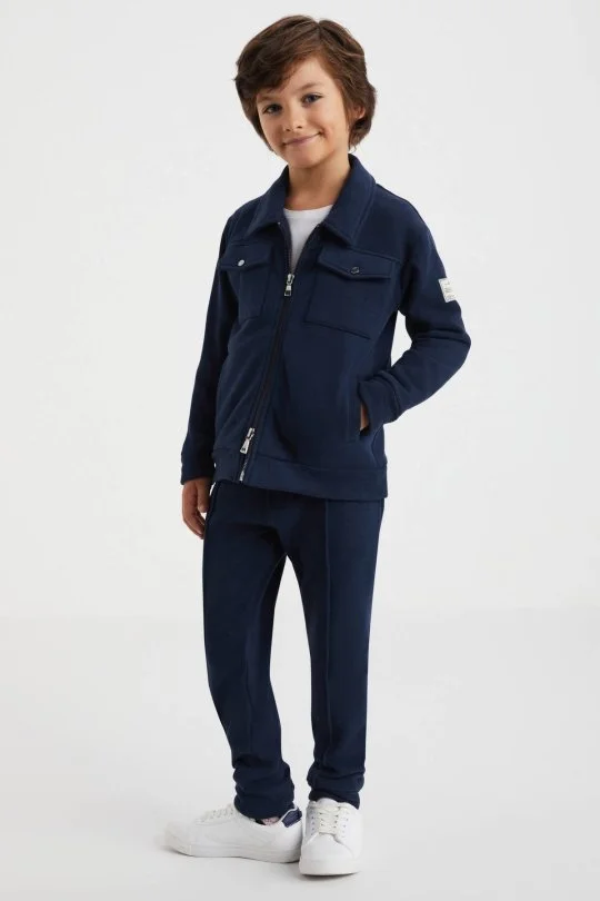 Hemington - Saf Pamuk Lacivert Çocuk Spor Ceket (3)