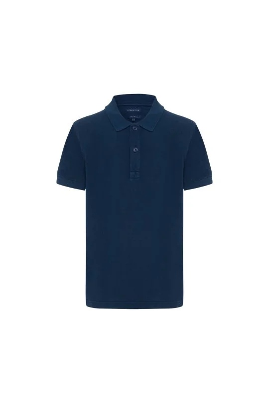 Saf Pamuk Lacivert Polo Yaka Çocuk T-Shirt - Hemington (1)