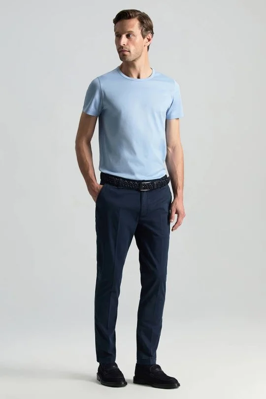 Hemington - Saf Pamuk Lacivert Regular Fit Chino Pantolon (1)