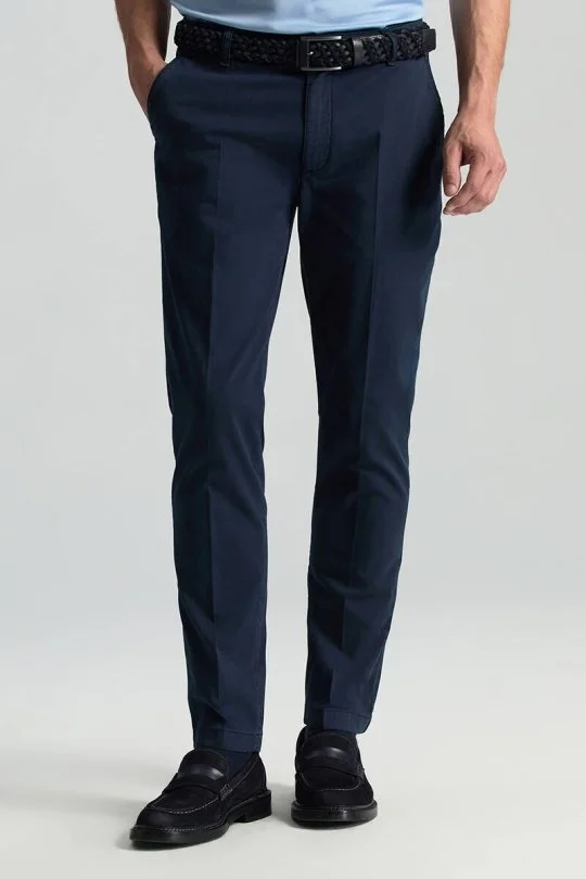 Hemington - Saf Pamuk Lacivert Regular Fit Chino Pantolon