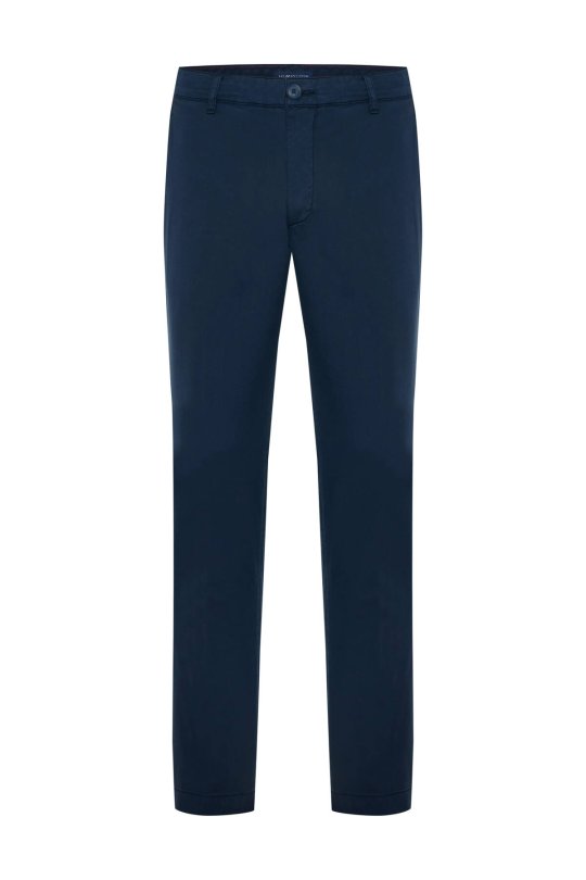 Saf Pamuk Lacivert Regular Fit Chino Pantolon