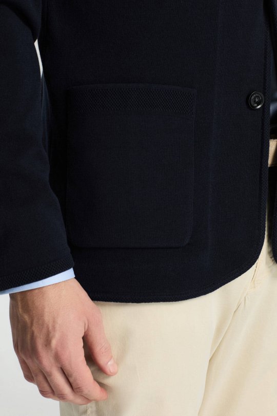 Saf Pamuk Lacivert Triko Ceket