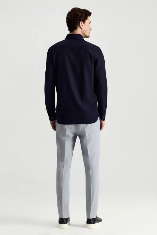 Hemington - Saf Pamuk Lacivert Yazlık Oxford Gömlek (5)