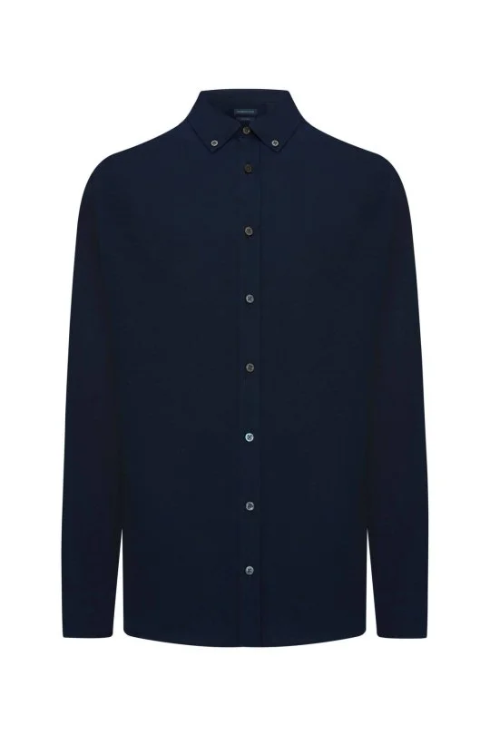 Hemington - Saf Pamuk Lacivert Yazlık Oxford Gömlek (6)