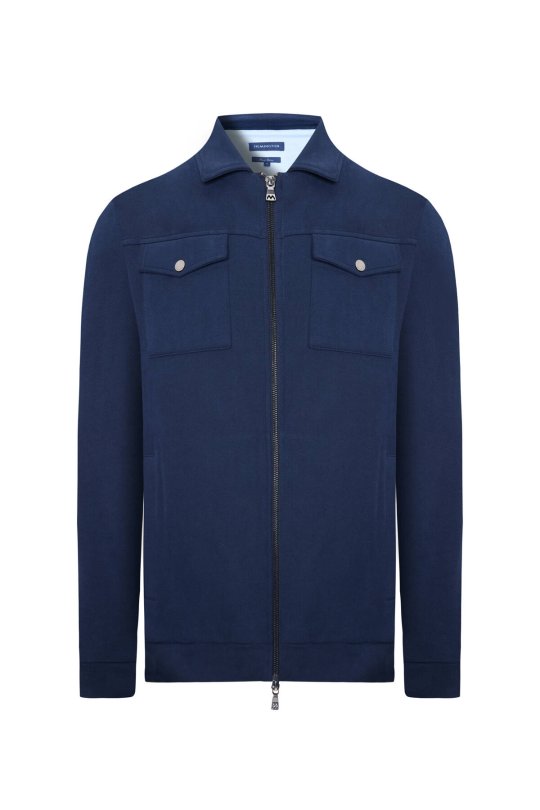 Saf Pamuk Metal Düğmeli Lacivert Spor Ceket