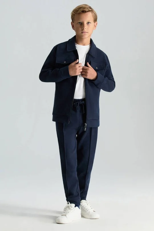 Hemington - Saf Pamuk Metal Düğmeli Lacivert Spor Çocuk Ceket