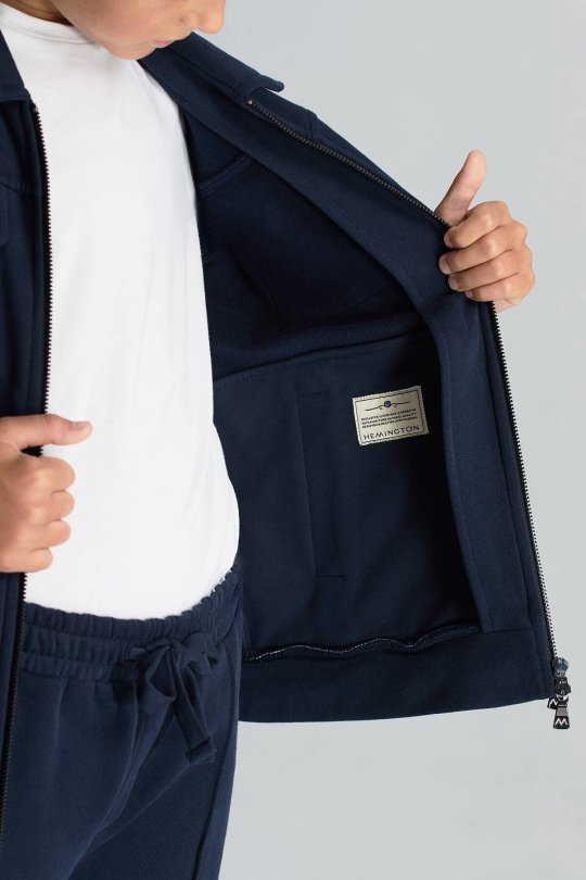 Saf Pamuk Metal Düğmeli Lacivert Spor Çocuk Ceket