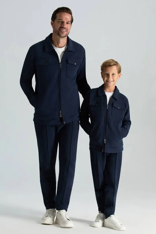 Hemington - Saf Pamuk Metal Düğmeli Lacivert Spor Çocuk Ceket (2)