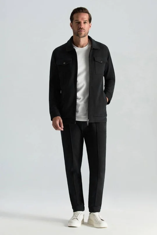 Hemington - Saf Pamuk Metal Düğmeli Siyah Spor Ceket (1)