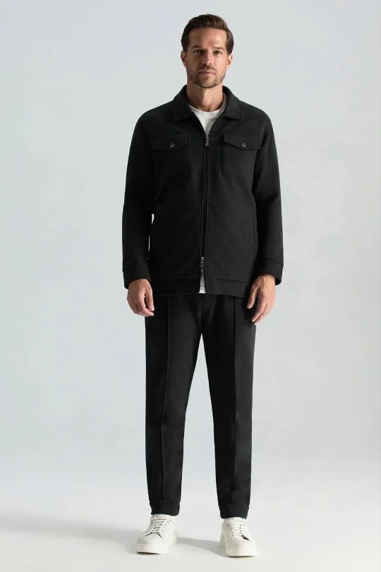 Hemington - Saf Pamuk Metal Düğmeli Siyah Spor Ceket