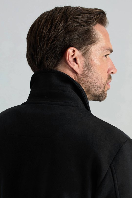 Saf Pamuk Metal Düğmeli Siyah Spor Ceket