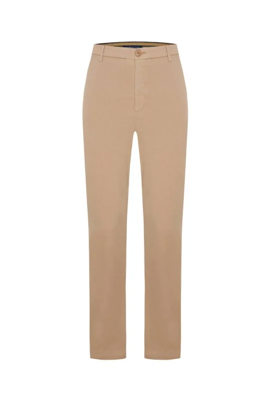 Hemington - Saf Pamuk Mikro Desenli Bej Relax Chino Pantolon (6)