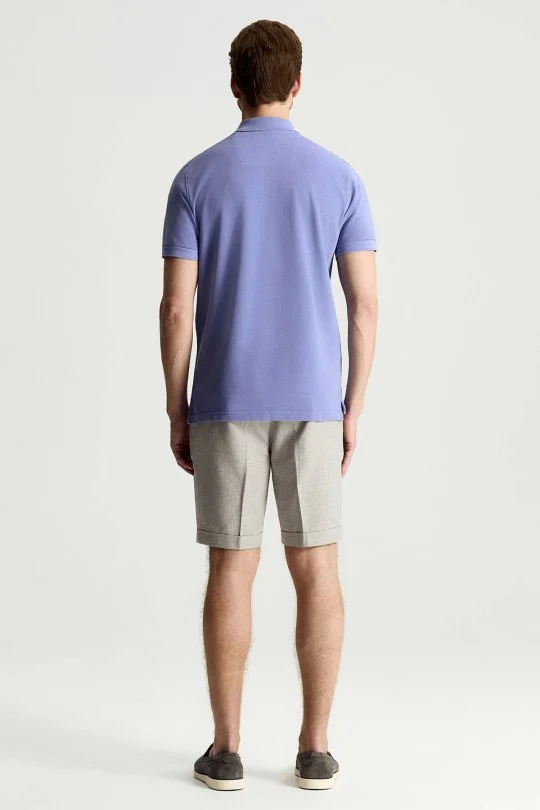 Saf Pamuk Mor Polo Yaka T-Shirt