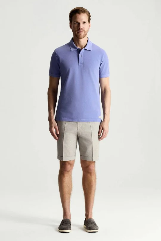Saf Pamuk Mor Polo Yaka T-Shirt