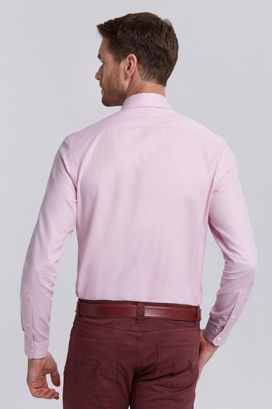 Saf Pamuk Pembe İnce Oxford Gömlek