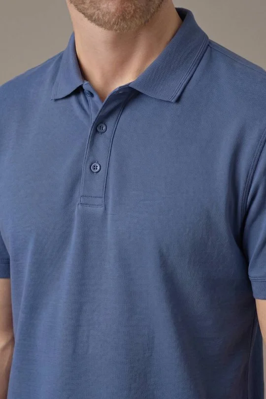 Hemington - Saf Pamuk Polo Yaka Mavi T-Shirt (3)