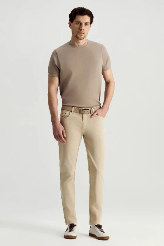 Hemington - Saf Pamuk Slim Fit 5 Cep Krem Yazlık Chino Pantolon (1)