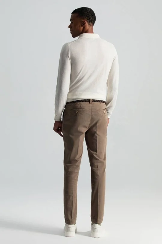 Hemington - Saf Pamuk Tütün Rengi Regular Fit Chino Pantolon (2)