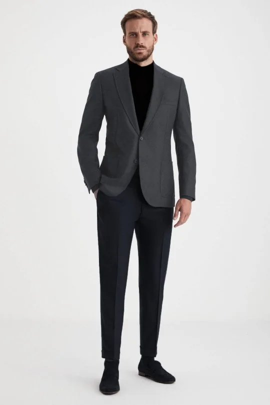 Hemington - Saf Yün Antrasit Blazer Ceket (1)