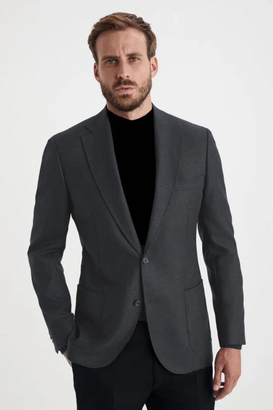 Hemington - Saf Yün Antrasit Blazer Ceket (2)