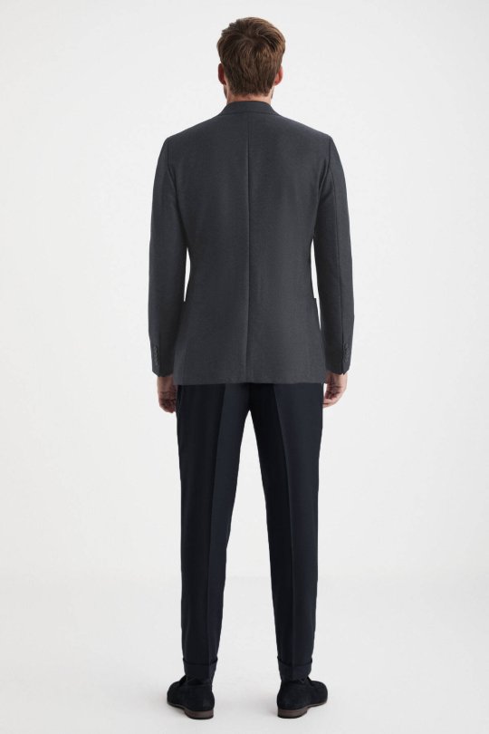 Saf Yün Antrasit Blazer Ceket