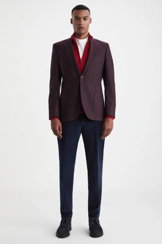 Hemington - Saf Yün Bordo Blazer Ceket (1)