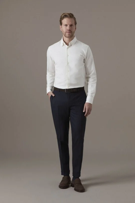 Saf Yün Lacivert Chino Jogger Pantolon