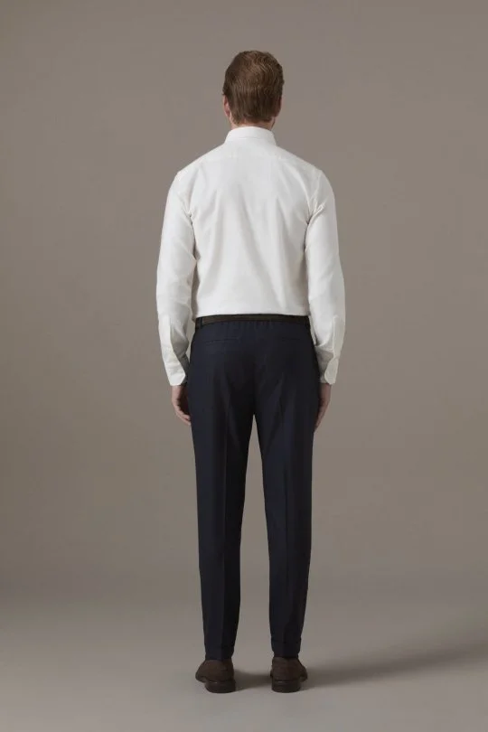 Saf Yün Lacivert Chino Jogger Pantolon