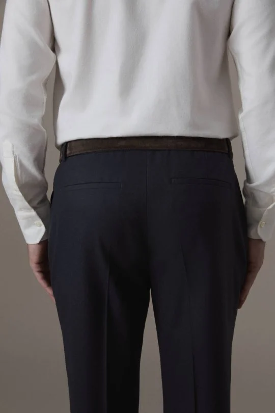 Saf Yün Lacivert Chino Jogger Pantolon