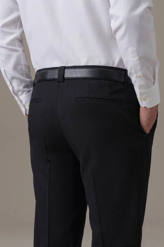 Saf Yün Siyah Chino Jogger Pantolon