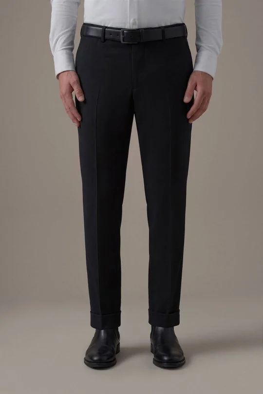 Saf Yün Siyah Chino Jogger Pantolon