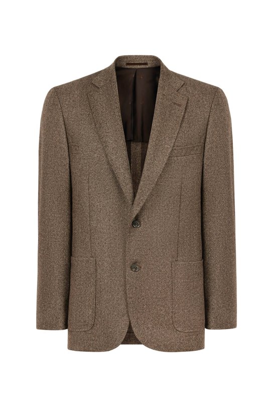Saf Yün Tütün Rengi Blazer Ceket