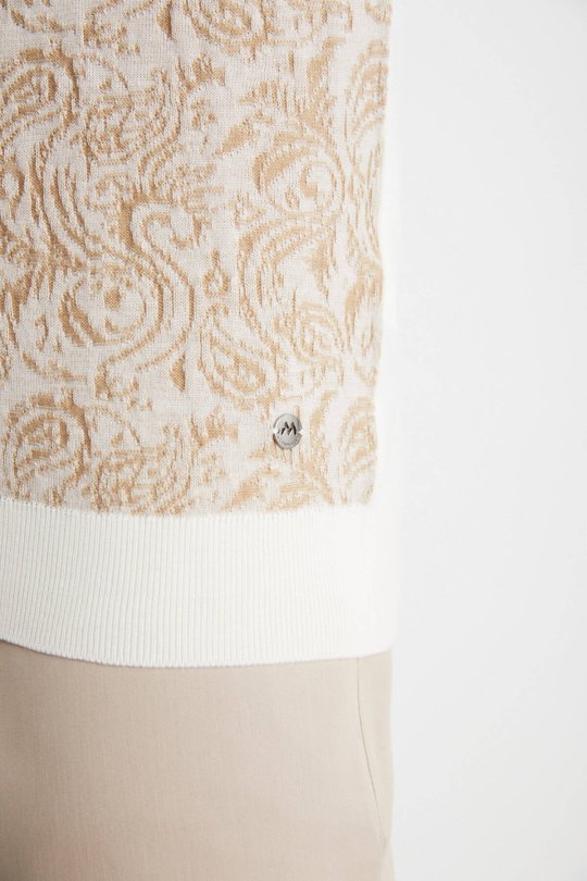 Şal Desen Ekru Merino Yün Triko