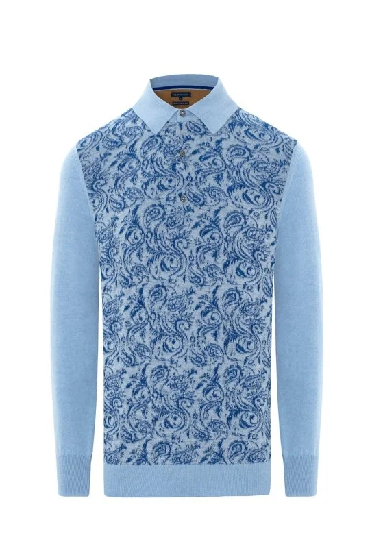 Hemington - Şal Desen Gök Mavisi Merino Yün Triko (6)