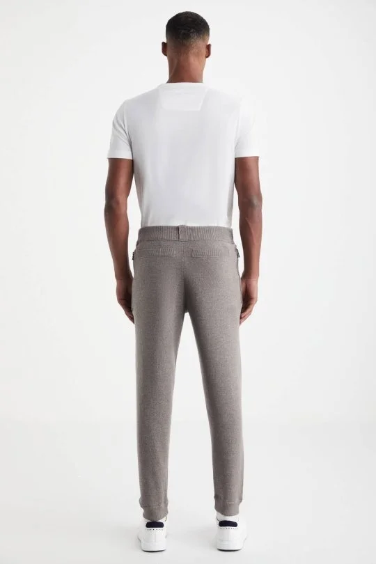 Hemington - Şerit Detaylı Bej Merino Yün Spor Triko Pantolon (2)