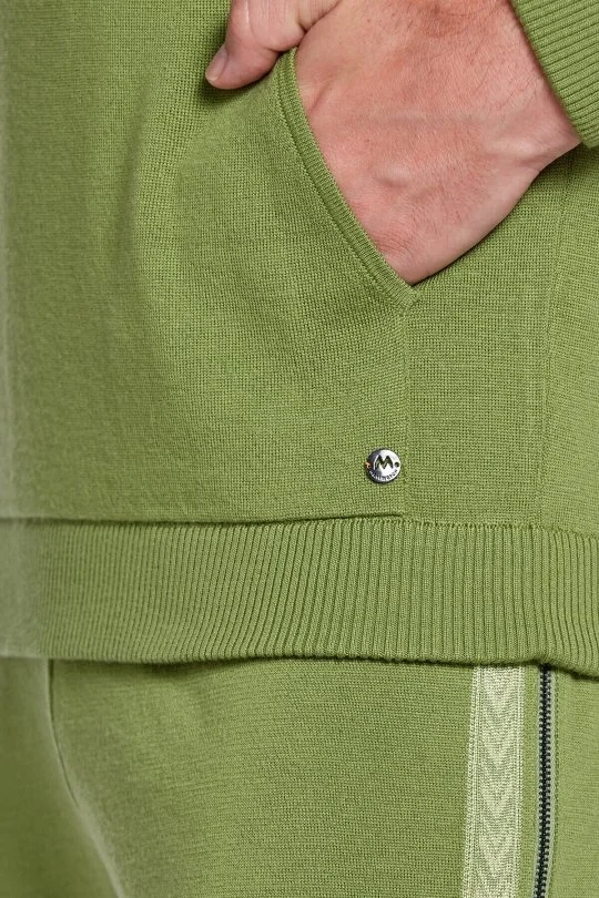 Hemington - Şerit Detaylı Logolu Kapüşonlu Yeşil Triko Hoody (6)