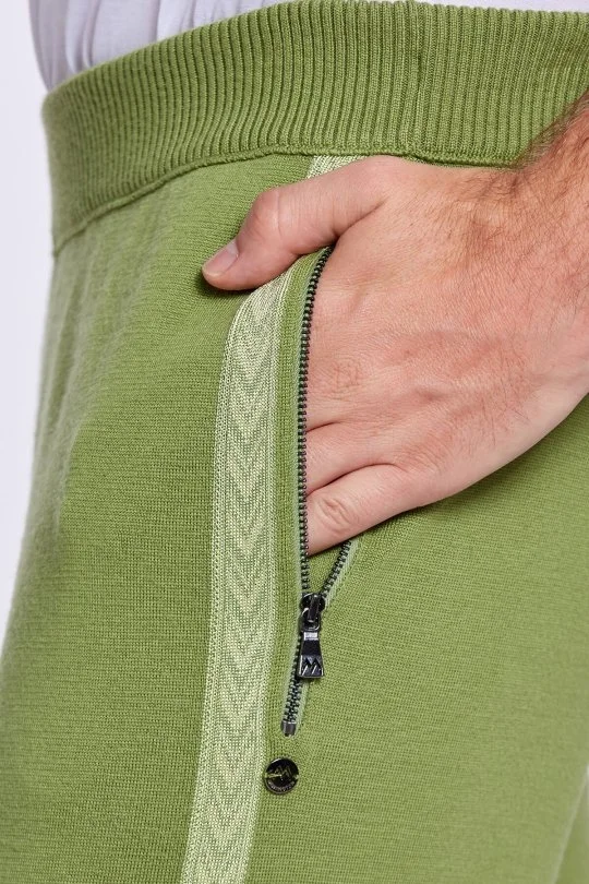 Hemington - Şerit Detaylı Yeşil Merino Yün Spor Triko Pantolon (5)